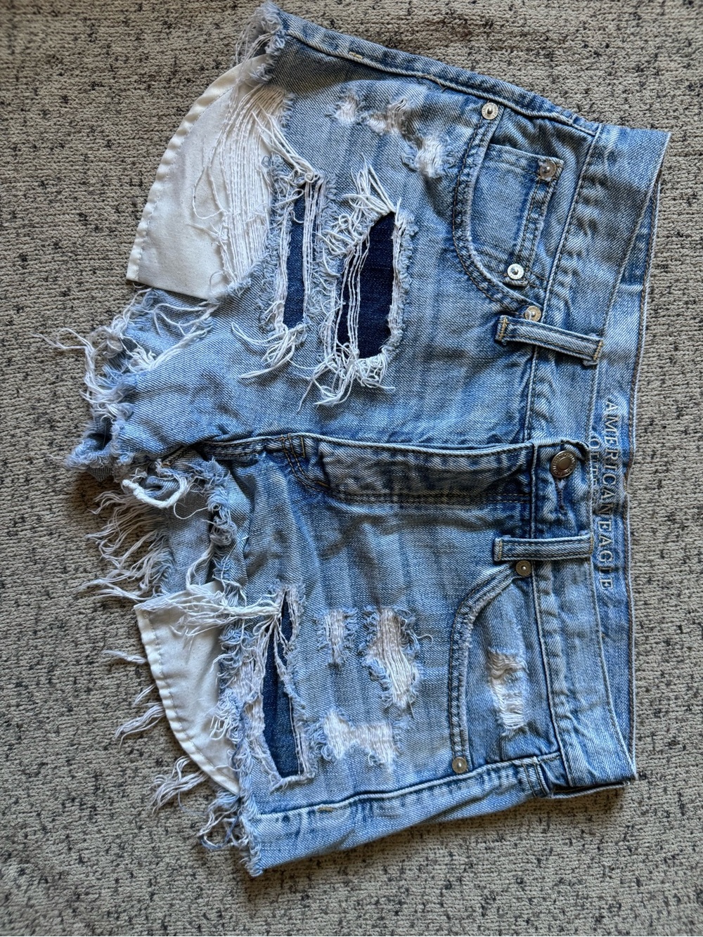American Eagle Outfitters Light Blue Distressed Denim Jean Shorts